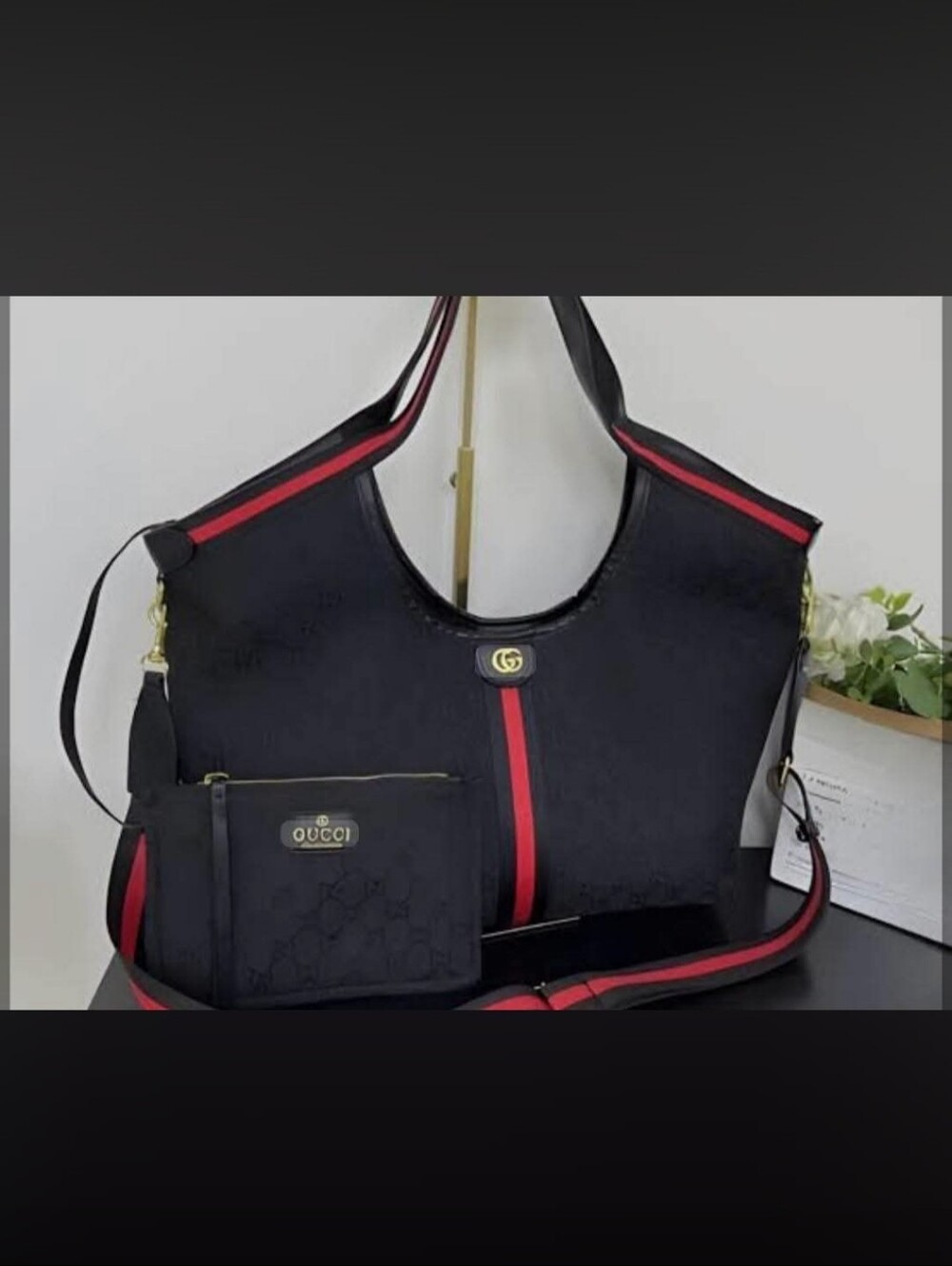 Black With Red Crossbody With Gold Tone GG Hardware( The Unbranded Brand)